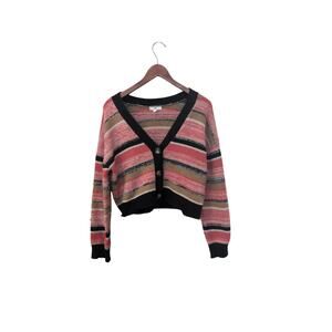 BP. Crop Cardigan Sweater Small Red Black Tan Excellent Condition